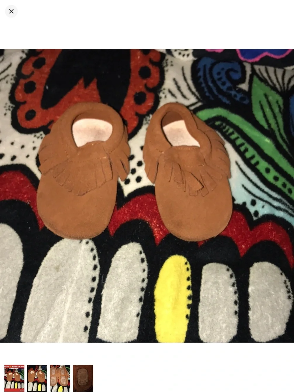 Brown suede Fringe baby Moccasin Shoes 18-24 months
